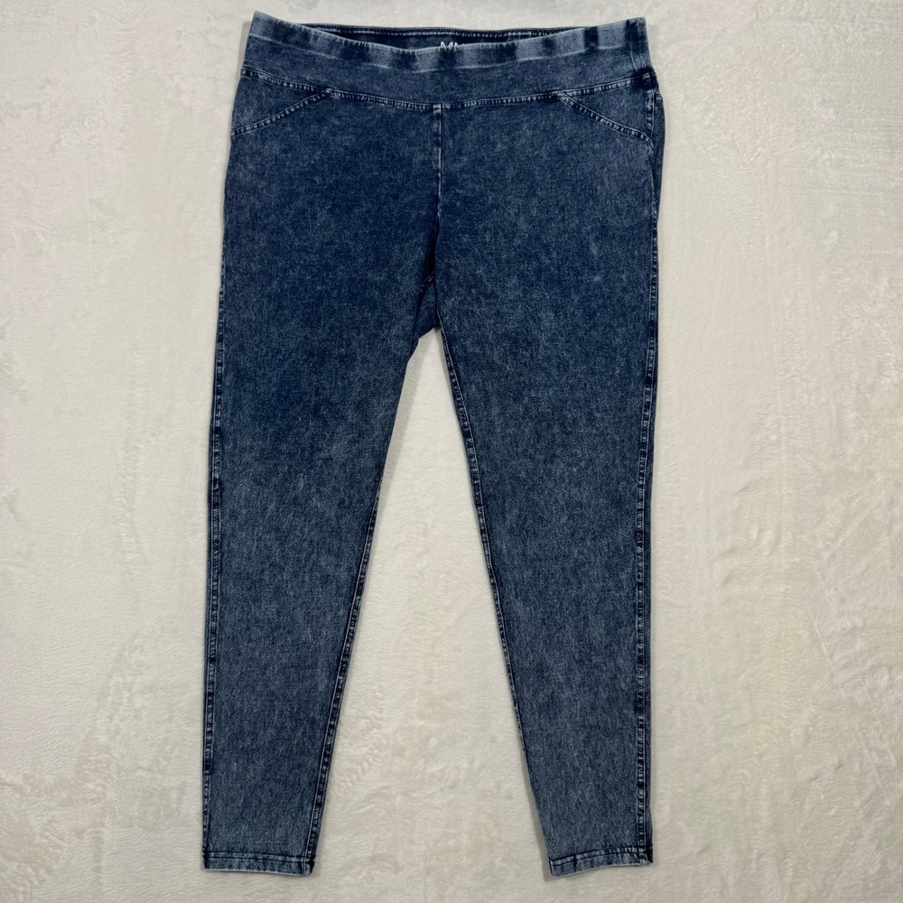 Marc New York Leggings Womens 2X Blue Acid Wash Performance High Rise Stretchy